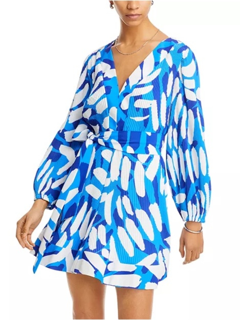 Milly Liv Pleated Belted Mini Dress